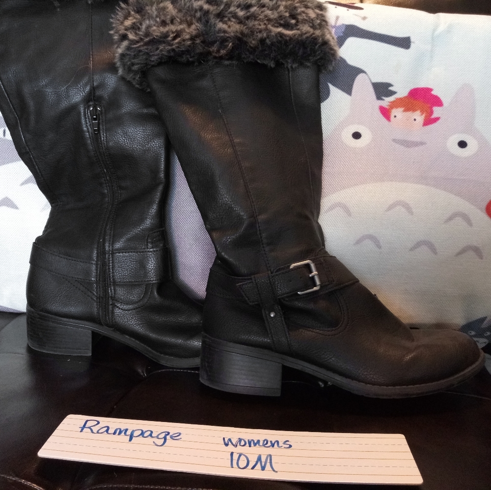 Rampage black leather boots with fur